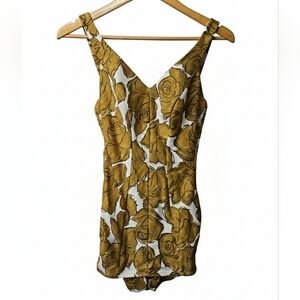 Vintage 60s Rose Marie Reid Floral Pinup Bathing Suit Sz 12 Womens (Small)